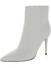 Nine West Bolana Womens Leather Heels Ankle Boots In White Leather