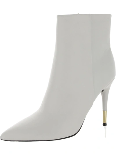 Nine West Bolana Womens Leather Heels Ankle Boots In White
