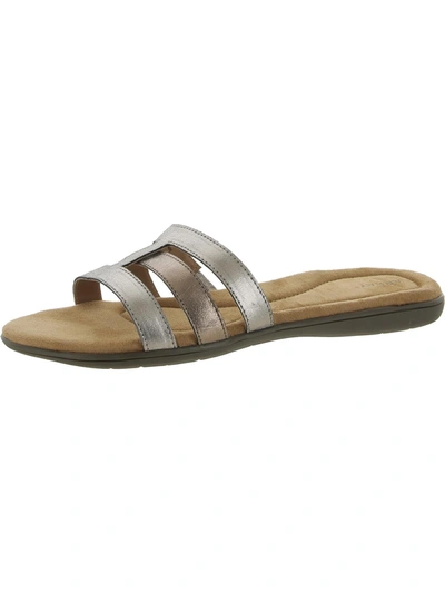 Array Sarasota Womens Leather Slip On Slide Sandals In Gold