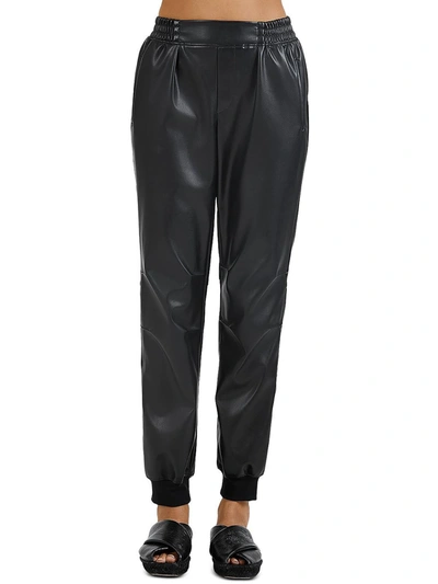 Atm Anthony Thomas Melillo Womens Faux Leather High Rise Jogger Pants In Black
