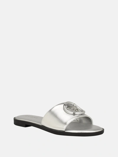 Guess Factory Magnify Faux-leather Beach Slides In Multi