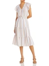 RAILS AMELLIA WOMENS LINEN BLEND RUFFLED MIDI DRESS