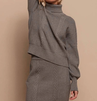 Red Haute Cable Stich Sweater In Grey