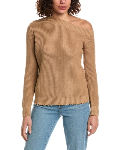 Minnie Rose Shaker Off-the-shoulder Cashmere-blend Sweater In Brown