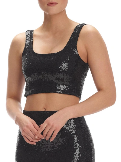 Commando Womens Sequined Sleeveless Cropped In Black