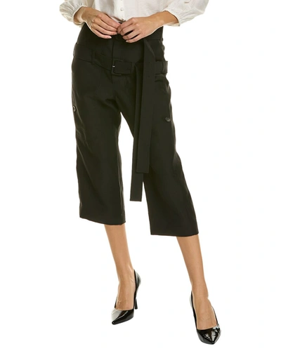 Lanvin Belted Wool & Silk-blend Pant In Black