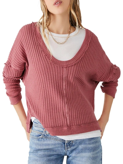 We The Free Womens Waffle Distressed Thermal Top In Pink