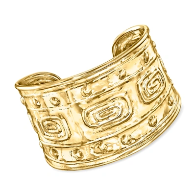 Ross-simons Italian 18kt Gold Over Sterling Etruscan-style Cuff Bracelet