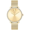 Movado Bold Crystal Bezel Mesh Strap Watch, 34mm In Gold