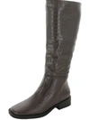OLIVIA MILLER WOMENS FAUX LEATHER CROC PRINT KNEE-HIGH BOOTS