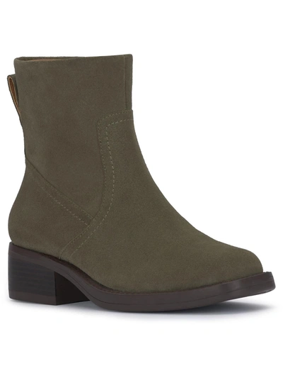 Lucky Brand Kazey Womens Leather Stacked Heel Ankle Boots In Green