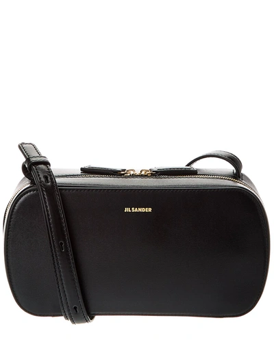 Jil Sander Small Leather Crossbody Bag In Black