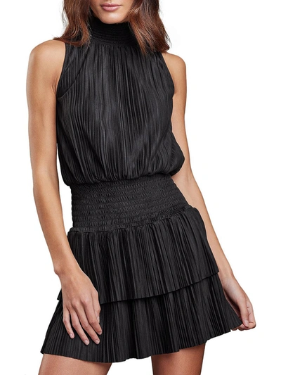 Sundays Clarence Womens Crinkle Sleeveless Fit & Flare Dress In Black