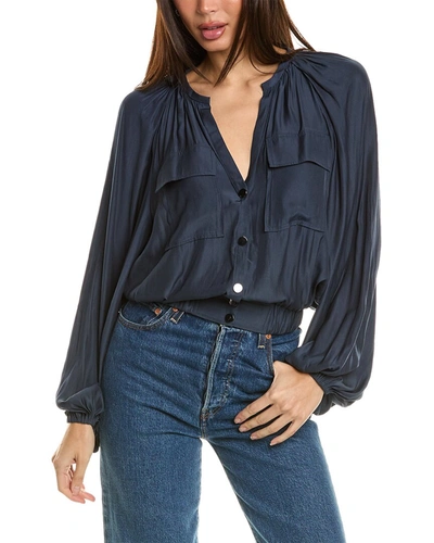 Ramy Brook Heaven Button-down Blouse In Blue