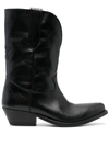 Golden Goose Low Wish Star Textured-leather Cowboy Boots In Black