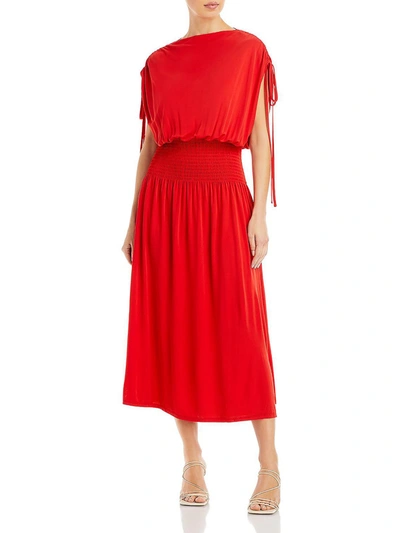 Proenza Schouler Womens Crepe Smocked Midi Dress In Red