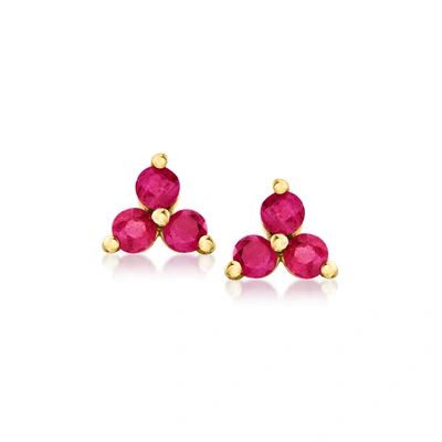 Rs Pure By Ross-simons Ruby Stud Earrings In 14kt Yellow Gold In Red