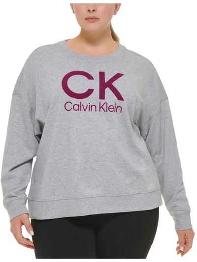 Calvin Klein Performance Plus Womens Cotton Blend Logo Sweatshirt In Grey
