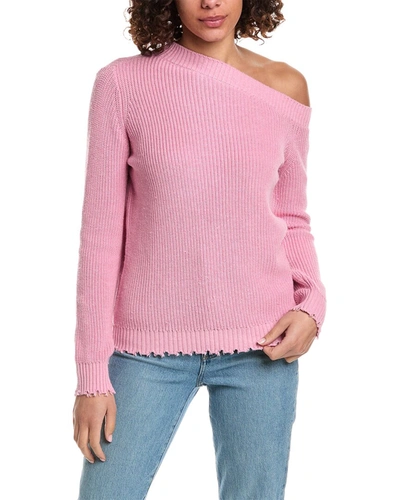 Minnie Rose Shaker Off-the-shoulder Cashmere-blend Sweater In Pink