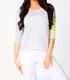 French Kyss Tracy Color Block Crochet Top In Slate Multi In Multi