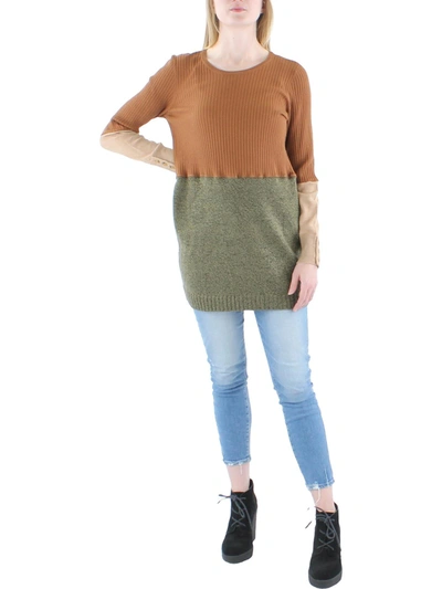 Refried Apparel Womens Ribbed Buttons Crewneck Sweater In Brown