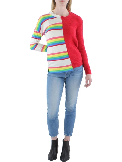 Refried Apparel Womens Ribbed Buttons Crewneck Sweater In Multi