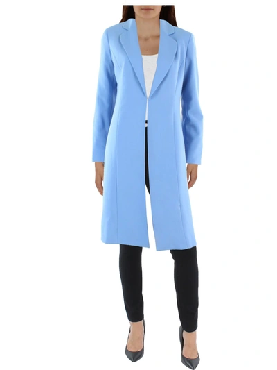 Le Suit Womens Topper Long Duster Blazer In Blue