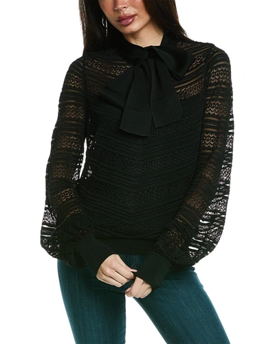 Carolina Herrera Chevron Stripe Sweater In Black