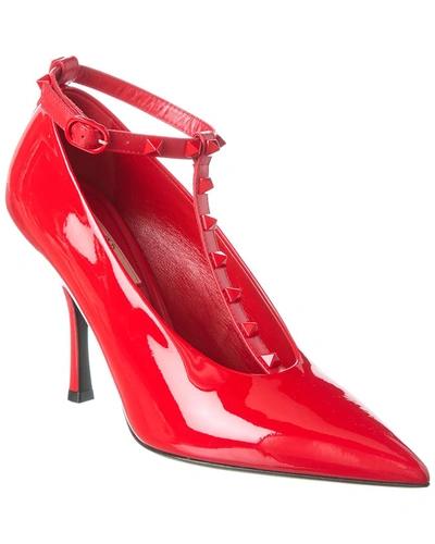 Valentino Garavani Rockstud 100 Patent Pump In Red