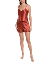 Natori Glamour Satin Short Pajamas In Orange