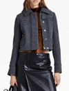 PROENZA SCHOULER WOOL JERSEY CROPPED JACKET IN CHARCOAL GREY MELANGE