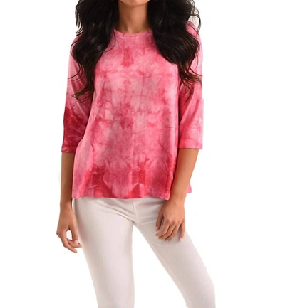 French Kyss Willow 3/4 Tie Dye Kashmira Top In Fuchsia In Pink