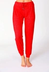 French Kyss Soft Stretch Drawstring Jogger In Red In Red
