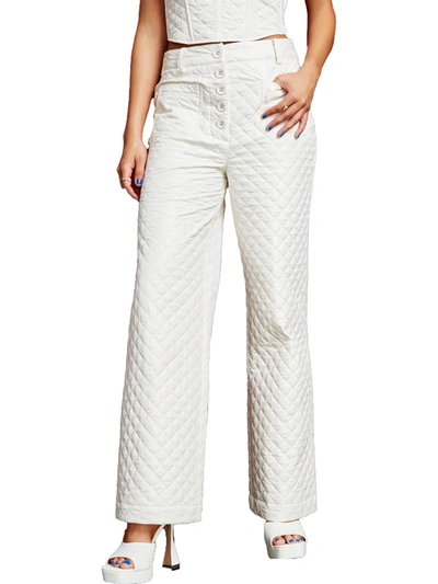 Royalty By Maluma Womens Quilted Button Fly Wide Leg Pants In Multi