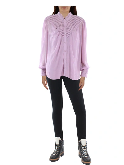 Lauren Ralph Lauren Womens Pintuck Crinkle Button-down Top In Pink