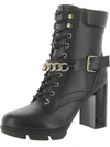 NINE WEST VILAGE WOMENS FAUX LEATHER EMBELLISHED COMBAT & LACE-UP BOOTS