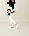 French Kyss Soft Stretch Asymmetrical Top In Black/bleach In Multi