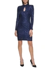 VINCE CAMUTO WOMENS SEQUINED KEYHOLE BODYCON DRESS