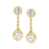Ross-simons Bezel-set Diamond Drop Earrings In 14kt Yellow Gold In White