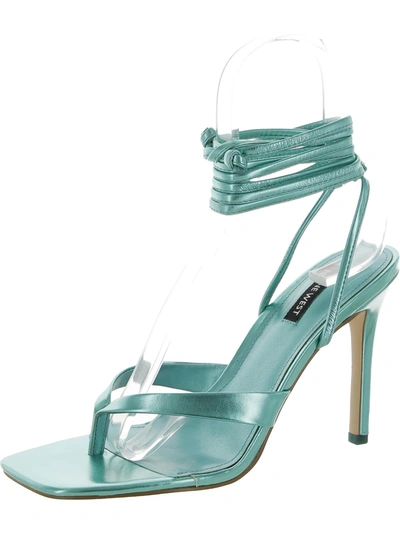 Nine West Terrie Womens Ankle Tie Thong Heels In Green