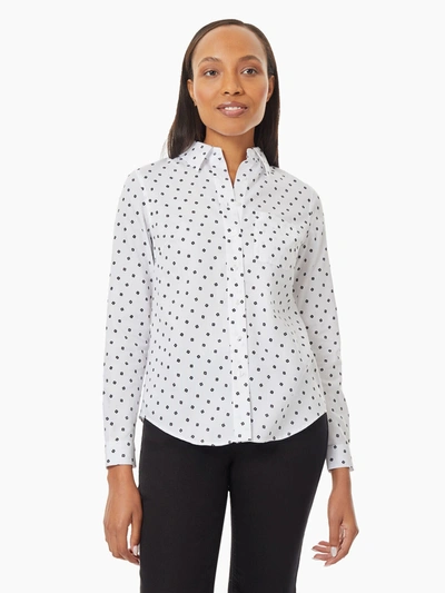 Jones New York Dotted Easy-care Button-up Shirt In White