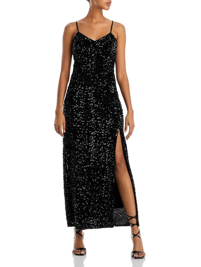 Lucy Paris Womens Sequined Formal Evening Dress In Black