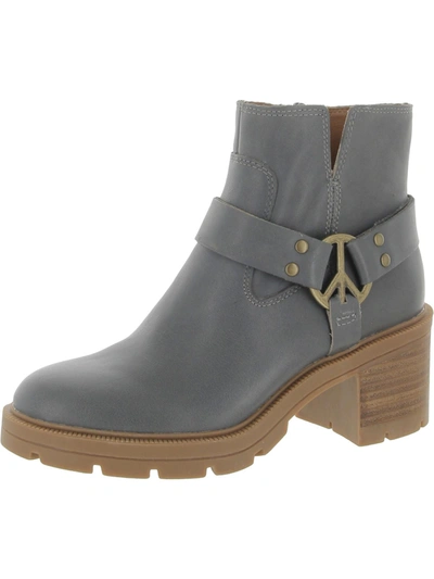 Lucky Brand Soxton Womens Leather Pull On Booties In Grey