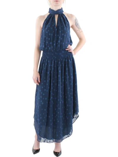 Ramy Brook Grove Womens Chiffon Halter Maxi Dress In Blue