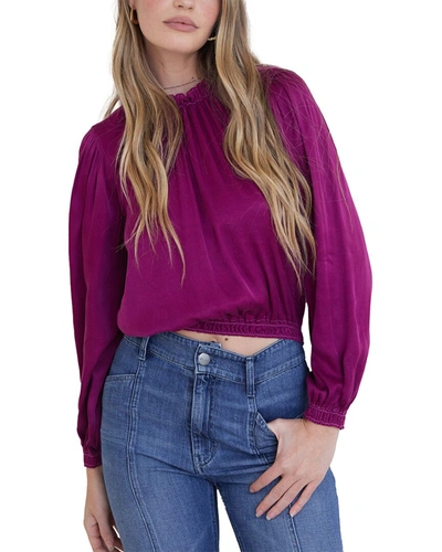Bella Dahl Smocked Neck Pullover In Purple