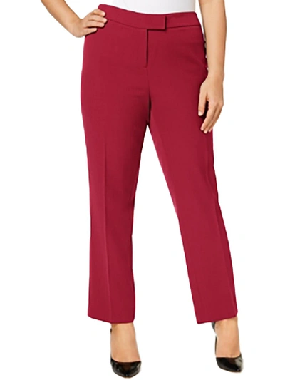 Anne Klein Plus Womens High-rise Professional Straight Leg Pants In Pink