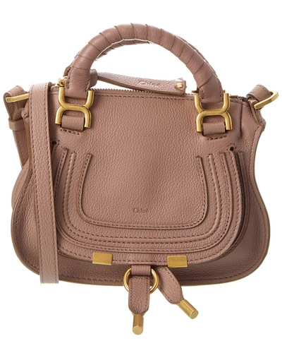 Chloé Marcie Mini Double Carry Leather Shoulder Bag In Pink