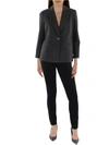 Kasper Petites Womens Zipper Cuff Collared One-button Blazer In Black