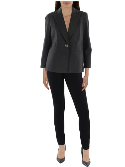 Kasper Petites Womens Zipper Cuff Collared One-button Blazer In Black