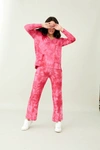 French Kyss Soft Stretch V-neck Pocket Tie Dye Tee In Candy In Pink